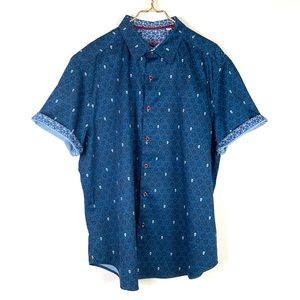 Robert Graham Skull Button Down Short Sleeve Shirt